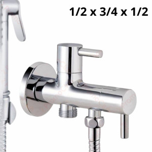 Двупътен кран за пералня и съдомиялна 1/2 х 3/4 х 1/2